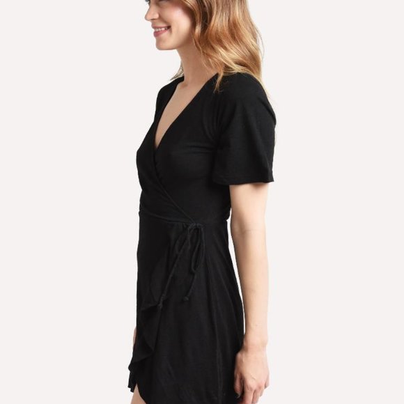 MONROW WOMEN'S MINI WRAPPED RUFFLE DRESS - Small - Picture 4 of 4